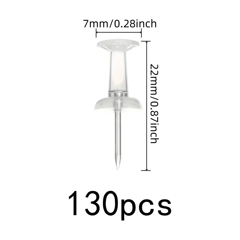 130 pcs Clear Thumb Tacks, Transparent Clear Head and Non-Damage Wall Safe, ideal for Home Photo Display