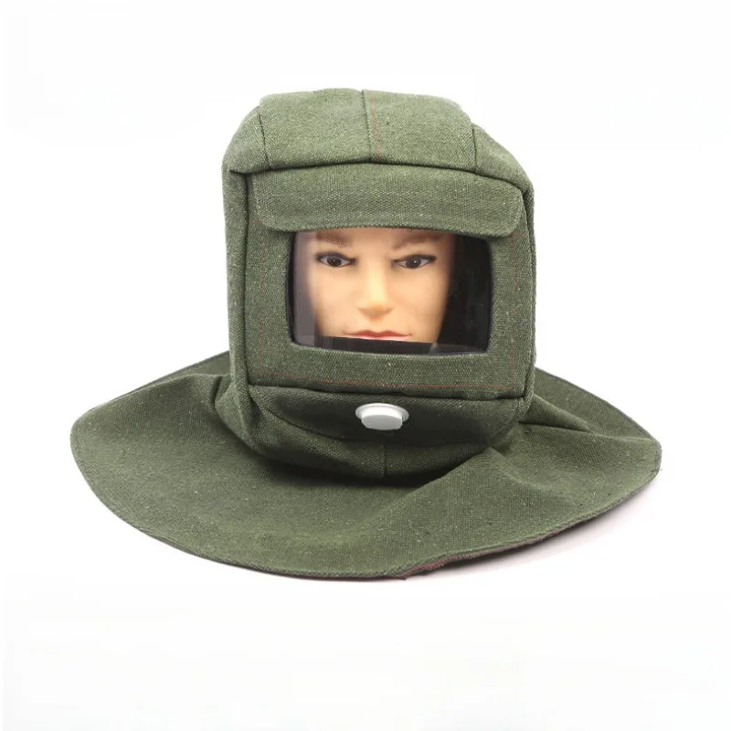 Industrial Labor Work Protection Canvas Sand Blasting Hood Anti Wind Anti Impact Mild Blasting Polishing Helmet Protection