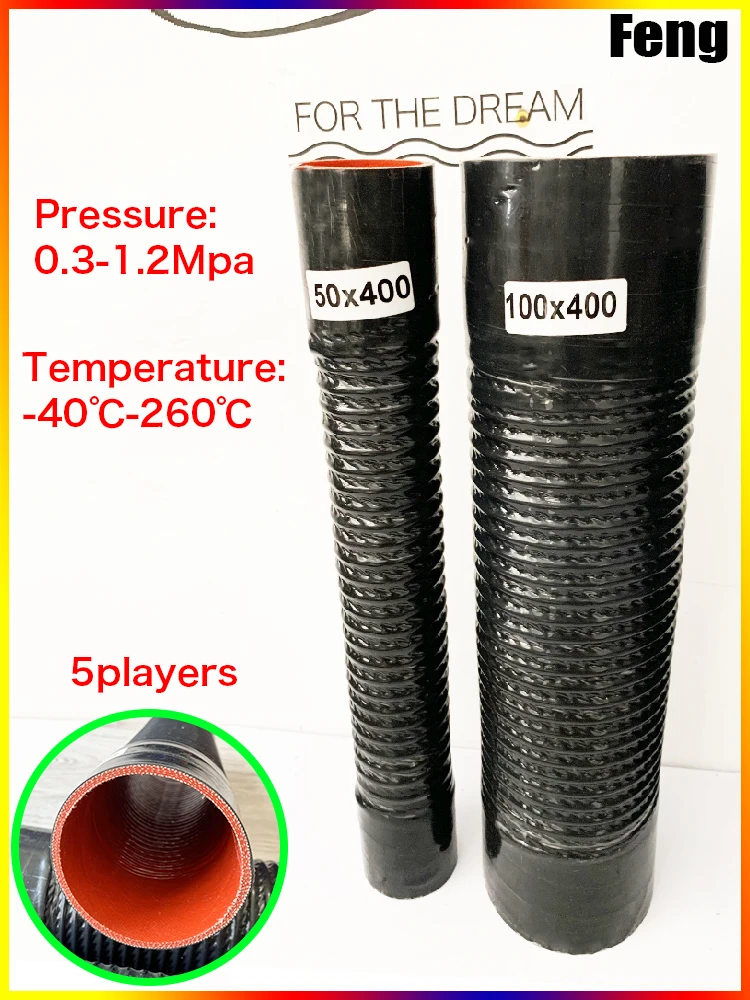 Universal Silicone Flexible Hose and 2 Clamps ID30-100mm Length 400mm Air Intake Pipe Radiator Tube High Pressure Temperature R