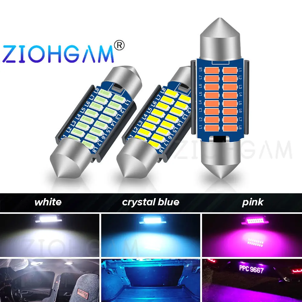 ZIOHGAM 2PCS C5W Led 28MM Festoon 31MM Bulb C10W 36MM 39MM 41MM Door Car Dome Signal Interior Lamp License Plate Light 6000K