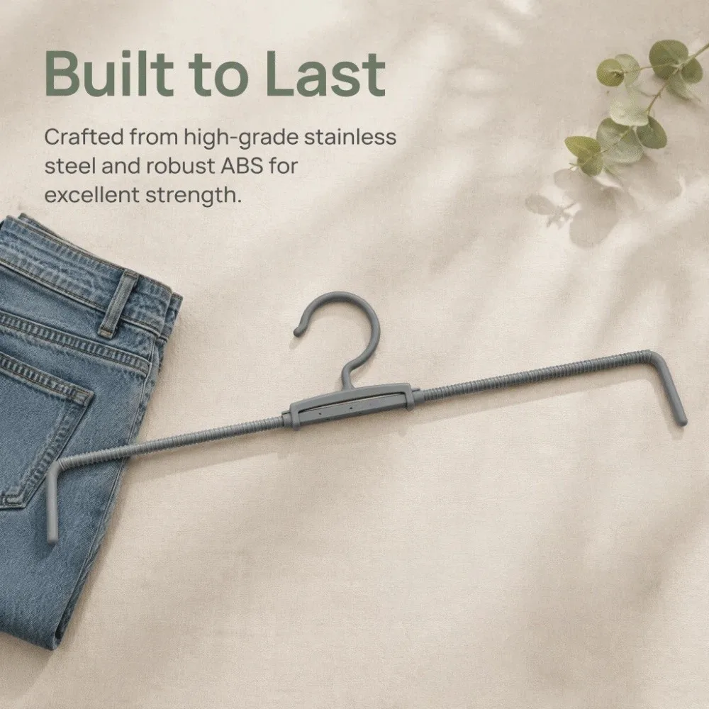 3pcs Stretchable Stainless Steel Spring Clothes Hanger Multifunctional Storage Skirts Jeans Hanger Prevent Trousers Falling
