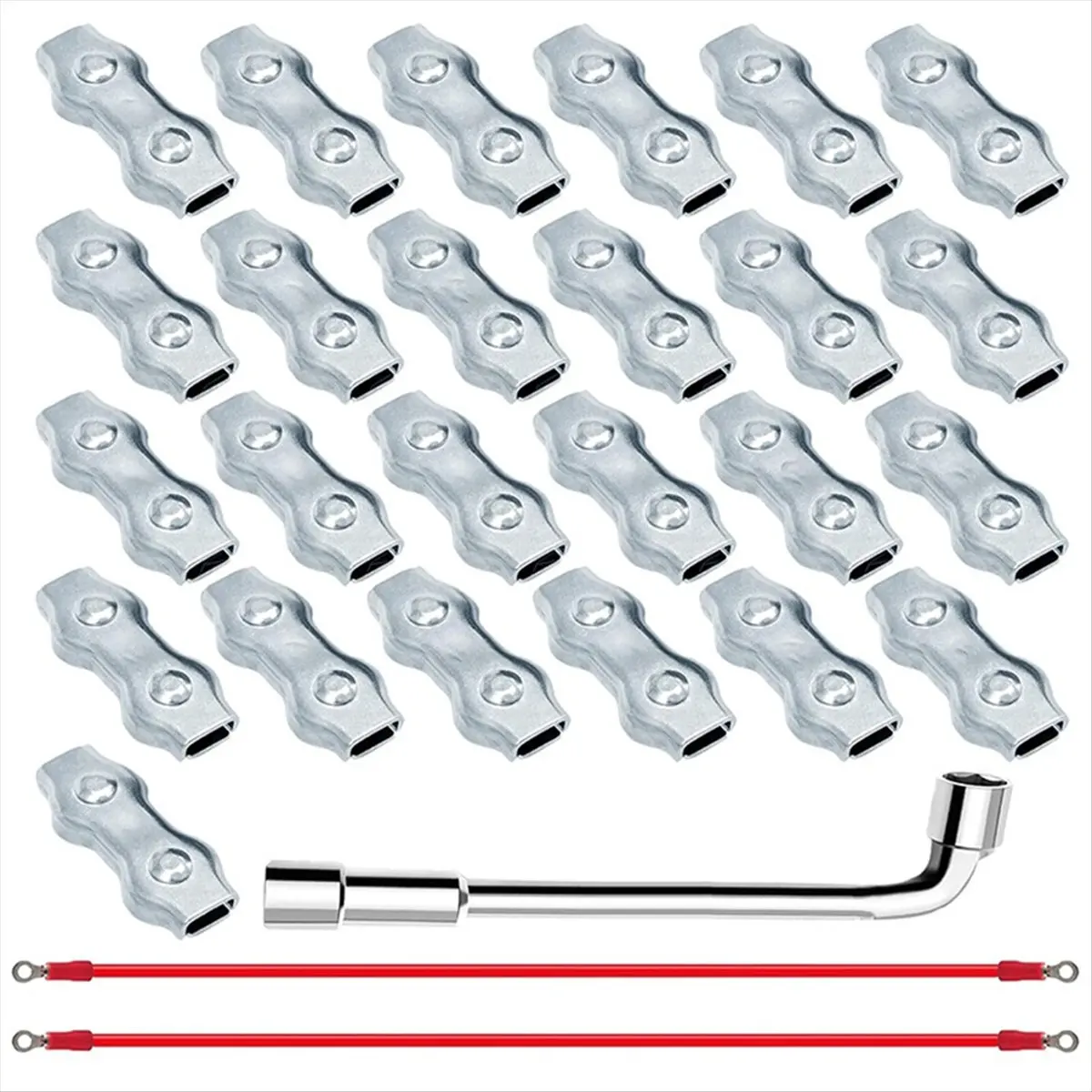 HGHO 25 PCS Heavy Duty M5 Poly Rope Connector, Galvanized Steel Connector with Silicone Copper Conductive Wires
