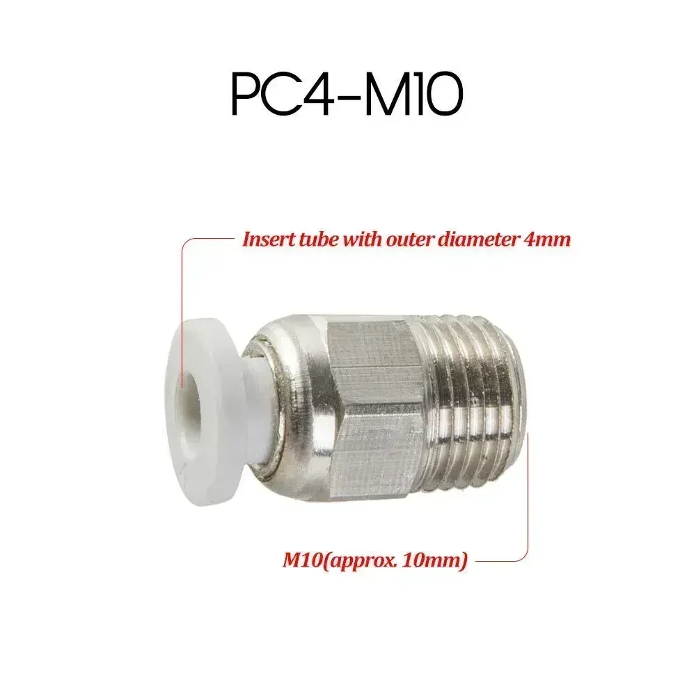 Stainless Steel Connector For Creality 3D PC4-M10 Male Pneumatic Tube Fitting Bowden Connector For CR-10 Series /Ender-3