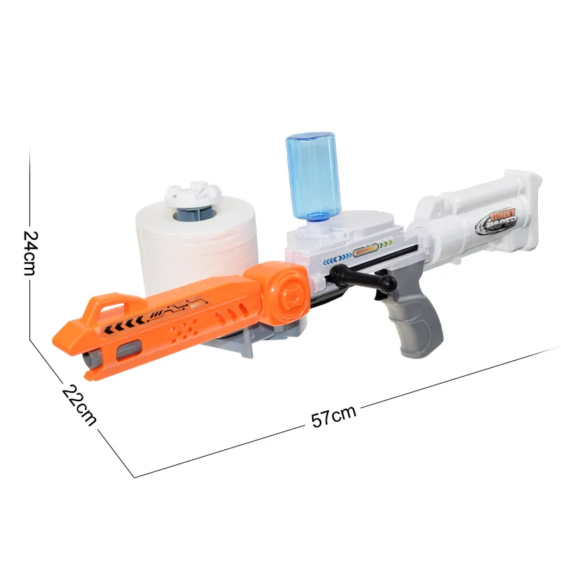 Children Toilet Paper Emitter Roll Paper Gun Wet Wipes Toilet Paper Gun Toy For Children Handheld Shooting Toy Chasing Toys