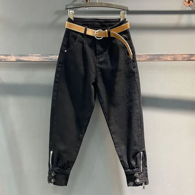 2023 Spring Autumn Fashion Black Jeans Women Casual Pants Cowboy High Waist Boyfriend Oversize Button Loose Trousers