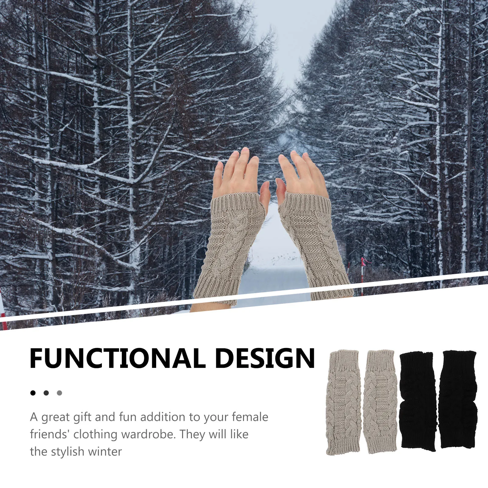 

2Pairs Thermal Half-Finger Gloves Outdoor Warm Female Gloves Cold-Proof Wear-Resistant Mitts for Winter Warmth Keeping