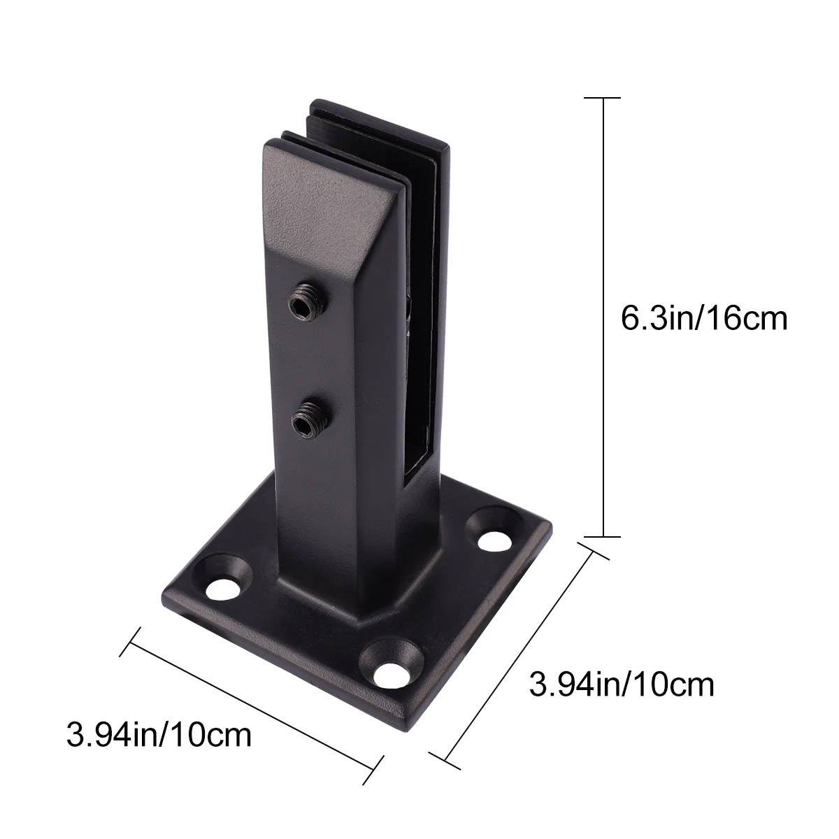 Abrazaderas de acero inoxidable, estante negro de vidrio sin perforaciones, soporte de escalera, bisagra, barandilla de escalera, instalación de