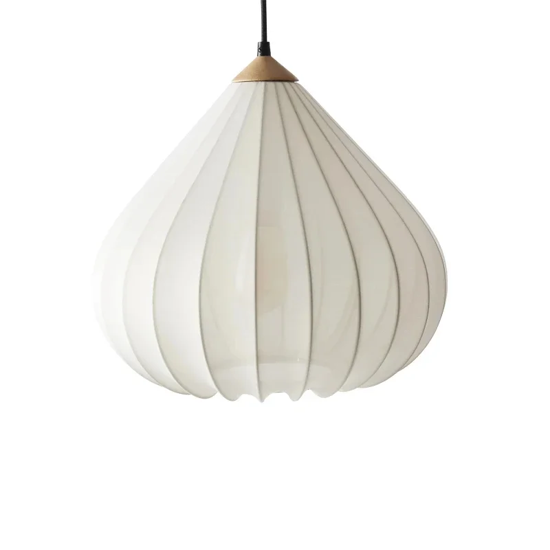 Style minimaliste français salon chambre café cuisine suspension Wabi Sabi tissu abat-jour oignon forme luminaire