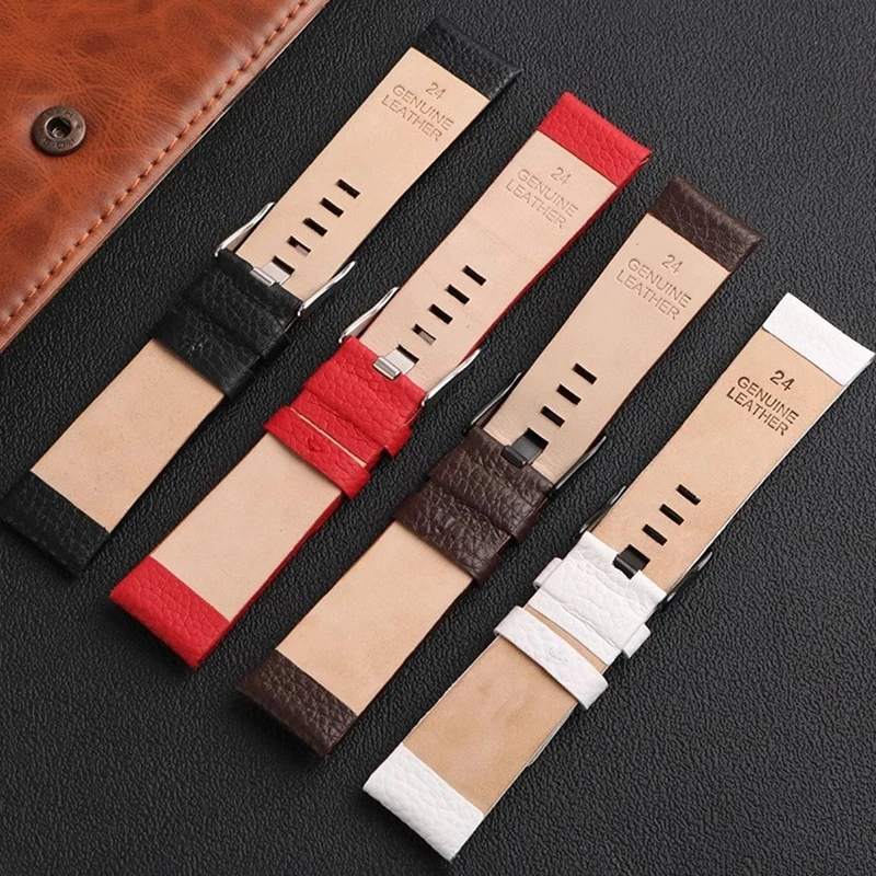 Large size Cowhide watch strap for Flyke FK030 Big dial Watchband FK036 FK038 Diesel DZ4318 men\'s Wristband 26mm 28mm 30mm 32mm