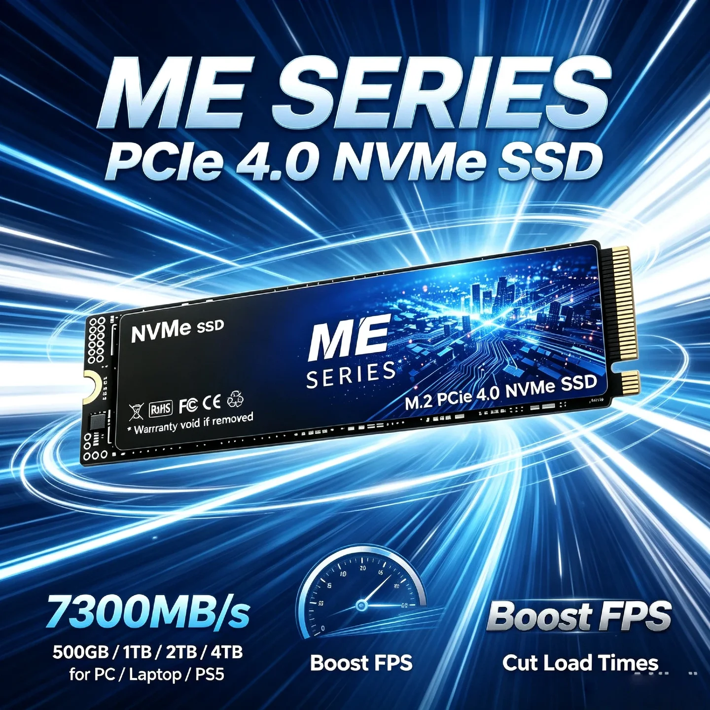 7300MB/s Read for Gaming Laptop, Desktop Computer & PS5 Console ME Series PCIe 4.0 NVMe M.2 SSD – 4TB Max Capacity Upgrade