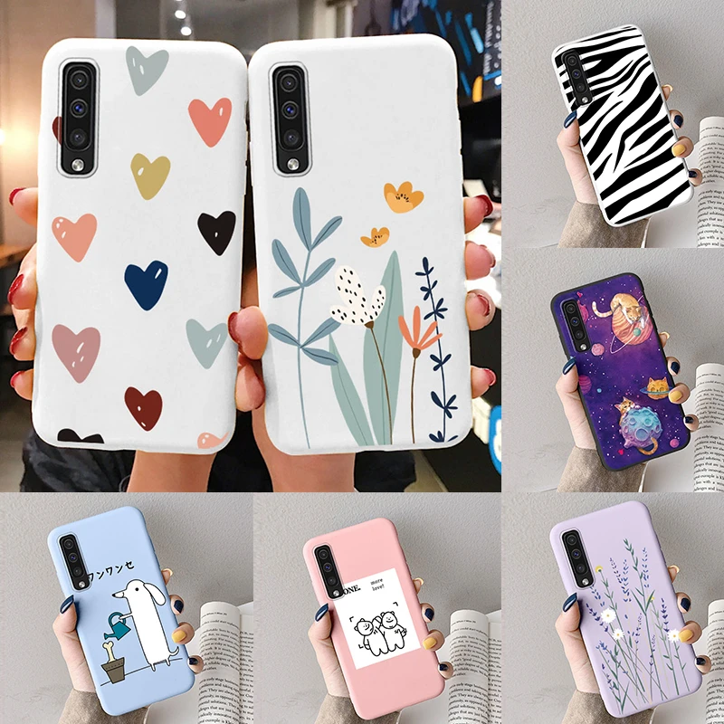 Case For Samsung A50 A70 A50S A30S Cute Heart Flower Back Cover Soft Silicone Matte Protective Funda For Samsung Galaxy A70 Bags