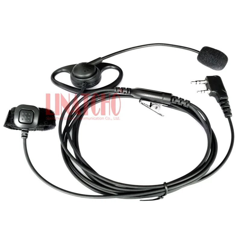 2 Pins K type Connector D shape Earhook Ear Bar Mouth Microphone Finger PTT Button Walkie Talkie Earphone view 4