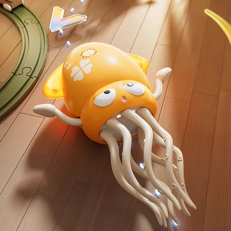 Juguete eléctrico de baile Wiggly Wonder Octopus, recargable por USB con luces LED y música, bonito juguete con Sensor, juguete de calamar con obstáculo automático