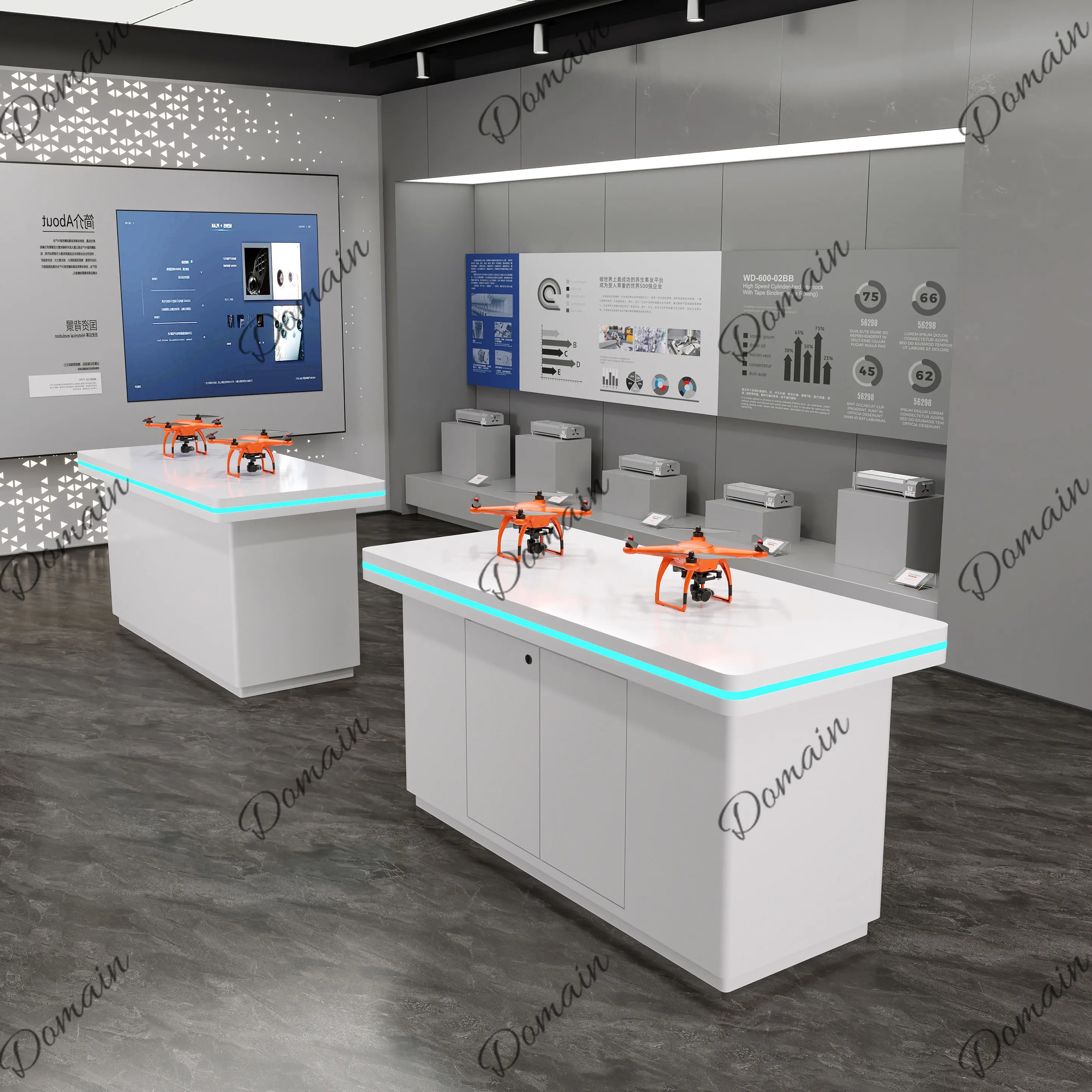 Customized Nakajima Display Cabinet Company Exhibition Hall Science and Technology Museum Display Desk