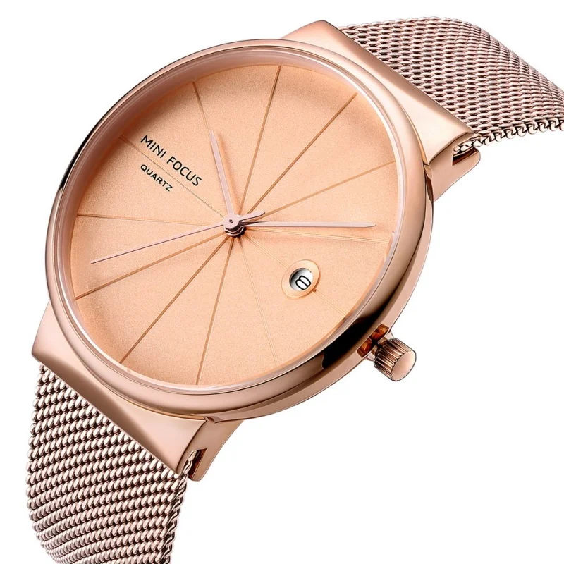 

Perfect for Daily Mesh Strap Wrist Watch Relogio Masculino MF0176G with Calendar Super Slim Watch MINI FOCUS