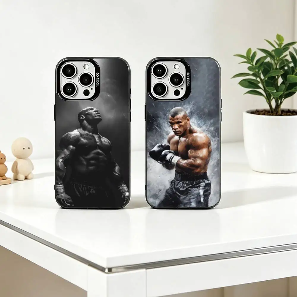

B-Boxer M-Mike Tyson Phone Case For iPhone 17,16,15,14,13,12,11 Plus,Pro Max,XS,Colored Silver Plated Inside Cover