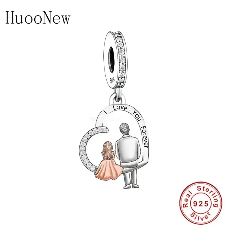 

Fit Original Pan Charms Bracelet 925 Sterling Silver I Love You Forever Dad And Daughter Bead For Making Birthday Gift Berloque