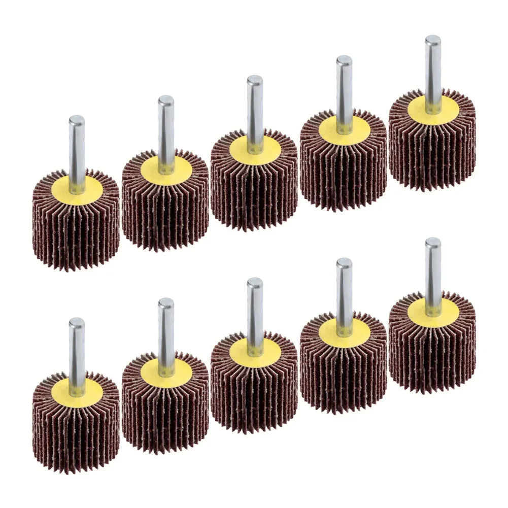 10pcs 80 Grit Flap Wheels 30mm X 25mm With 6mm Shank For Rotary Tool, Electric Drill Sanding Discs For Metal Wood Polishing