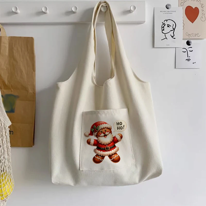 Christmas gingerbread, ladies' shopping bag, canvas commuting vest bag, cotton supermarket grocery bag, handbag, tote bag