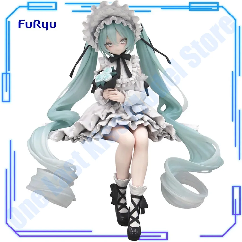 In Stock FuRyu Original Genuine Piapro Characters Hatsune Miku Noodle Stopper Figure Vintage Doll Ver 15cm Collections Model Toy