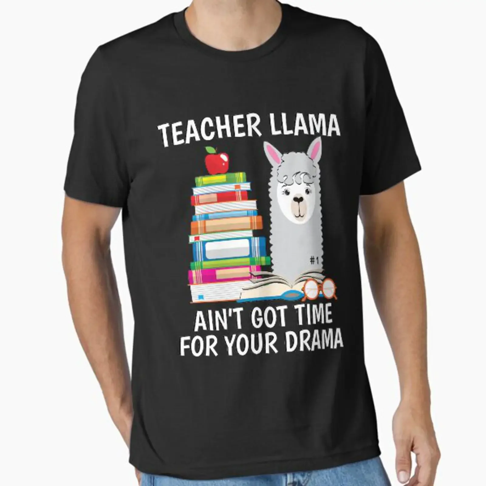 Teacher Llama Ain't Got Time For Your Drama T Shirt Essential vintage Washed Top For Everyday Wear streetwear Unisex