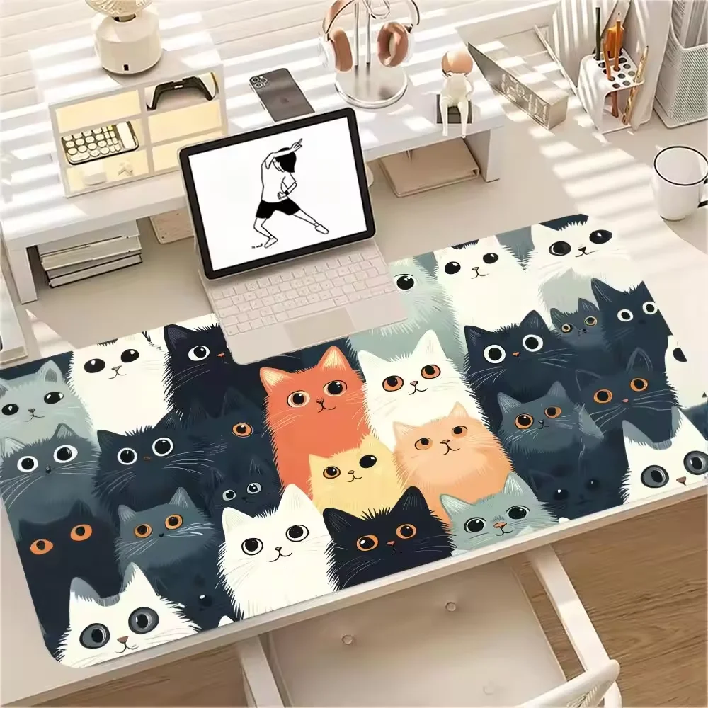 

Cute cat Mouse Pad Large Computer Office Game Table Mats XXL Rubber Anti-slip Gaming Keyboard Mousepads Long Desk Pads