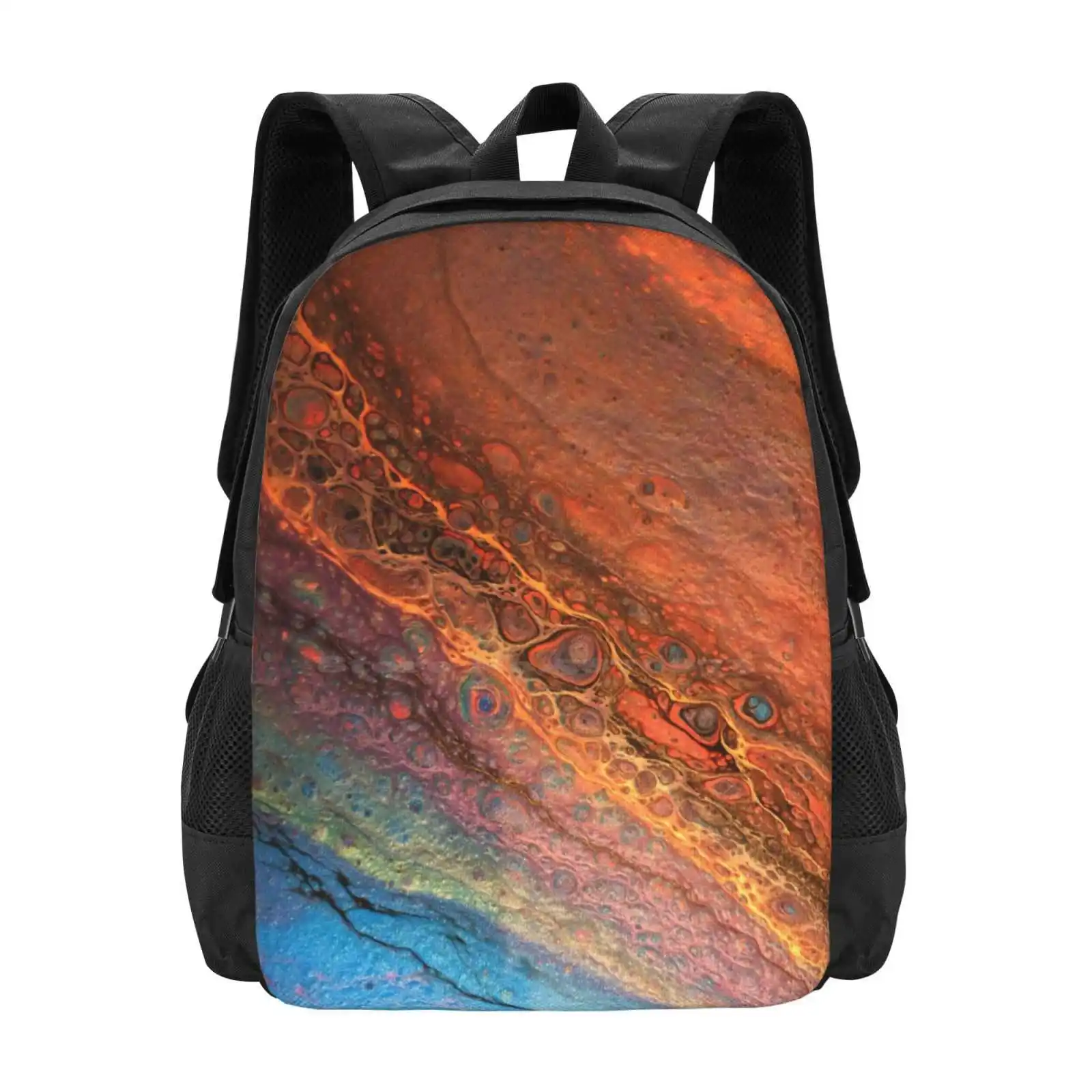 Purple , Coral , Orange And Blue Shimmer New Arrivals Unisex Bags Student Bag Backpack Purple Coral Blue Cells Orange Tangerine