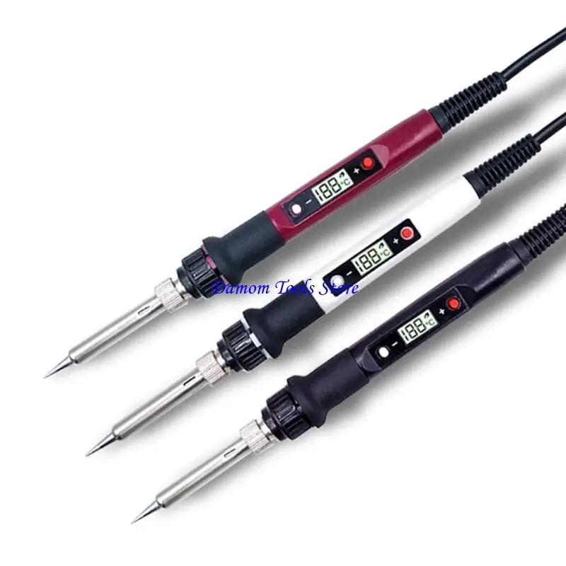 57BE 85W Adjustable Soldering Iron Temperature Control, LED Display Interchangeable Nozzles Essential for Welding Repairs