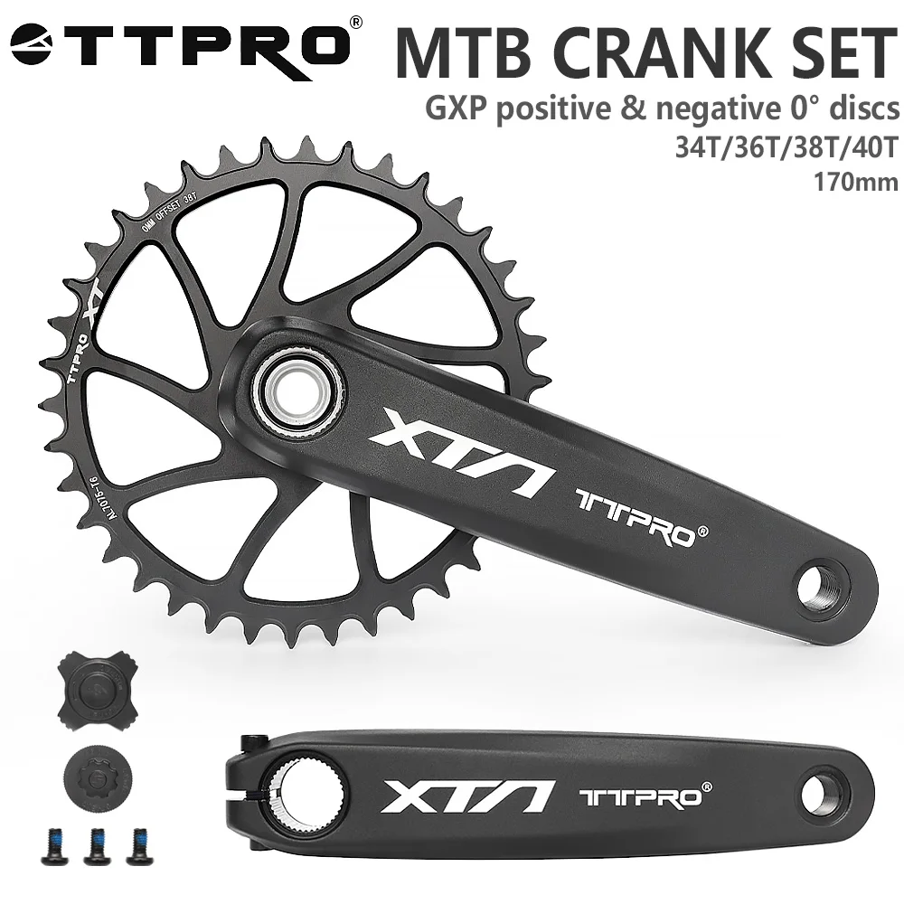 

TTPRO XTA FM3 170mm Bicycle Crankset 0mm Offset 34T/36T/38T/40T Chainring Sprocket for GXP MTB Bike Crankset Cycling Parts