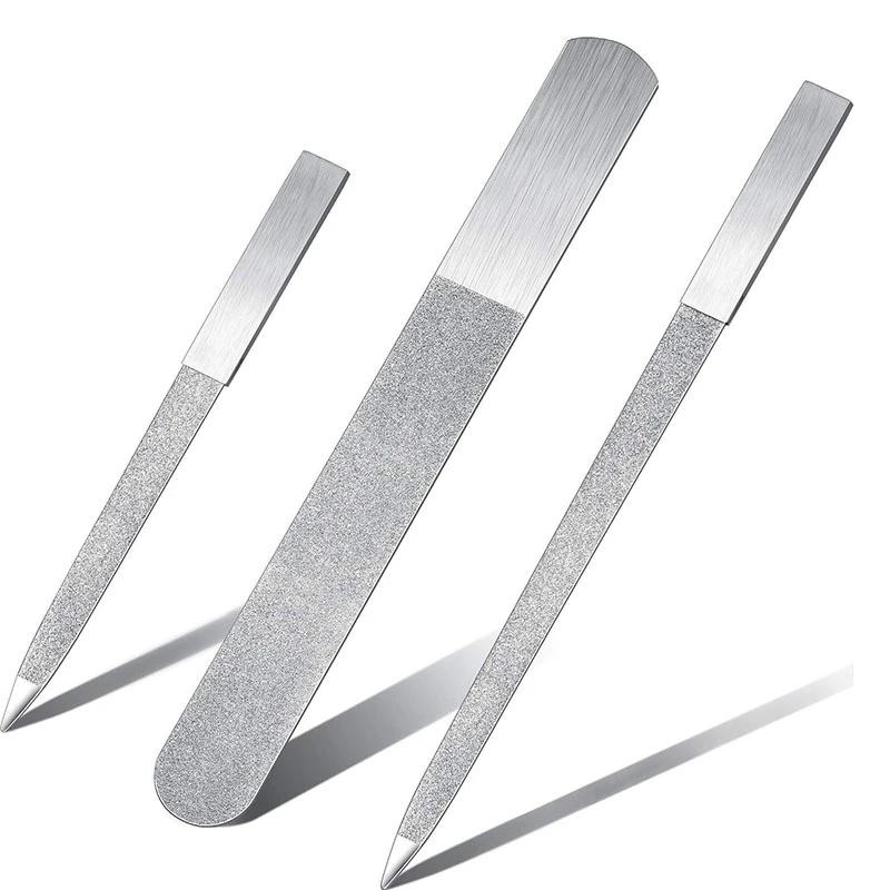 3-Piece Nail File Set Stainless Steel Double-Sided Nail File Buffer File Nail File Suitable For Salon, Family And Travel