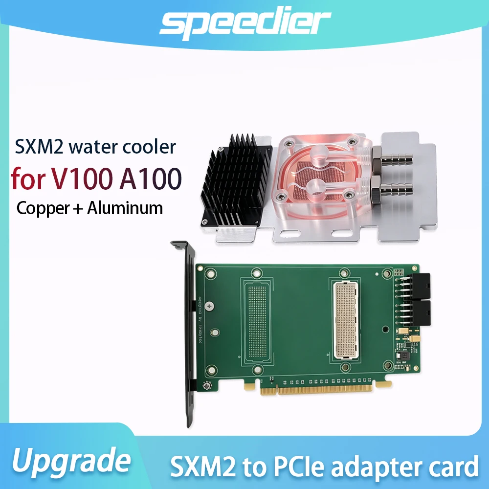 Upgrade SXM2 Water Block Copper Full Aluminum / SXM2 to PCIe Adapter Card for V100 A100 P100 PG199 Server GPU Graphics Card