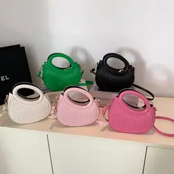 Fashion Women Shoulder Bag Armpit Bag Design Underarm Bag Pleated Saddle Bag Solid Color Messenger Bag Purse Handbags