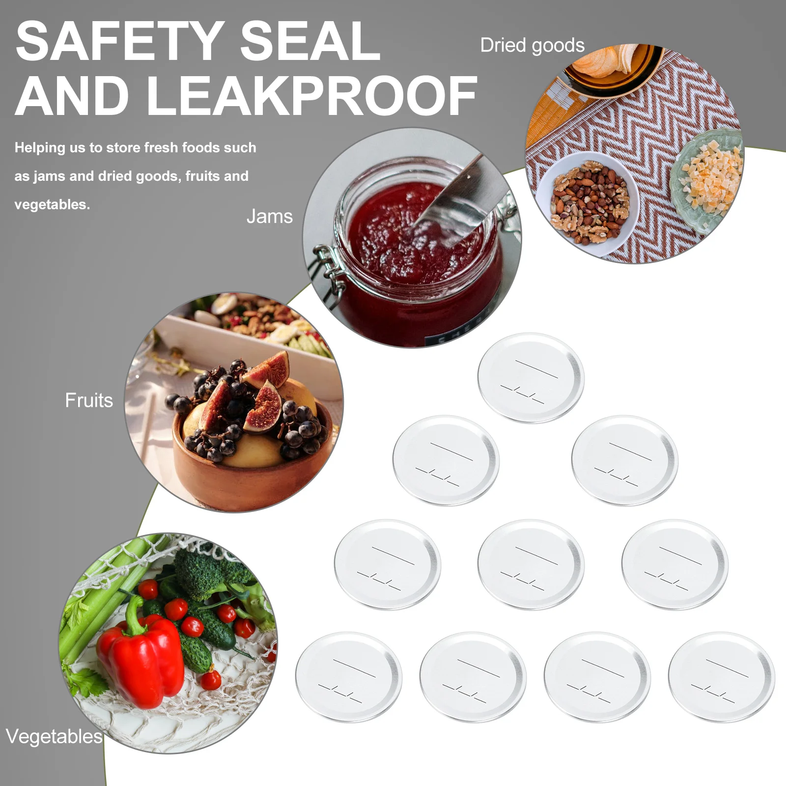 

20Pcs High Quality Jar Sealed Covers Thickened Tin Lids for Mason Jars Canning Storage Strong Wear Resistant Cap Discs Silver