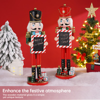 38CM New Wooden Nutcracker Red/Green Doll Soldier Puppet Christmas Kids Gifts  Mini Blackboard Wooden Ornaments Decoration