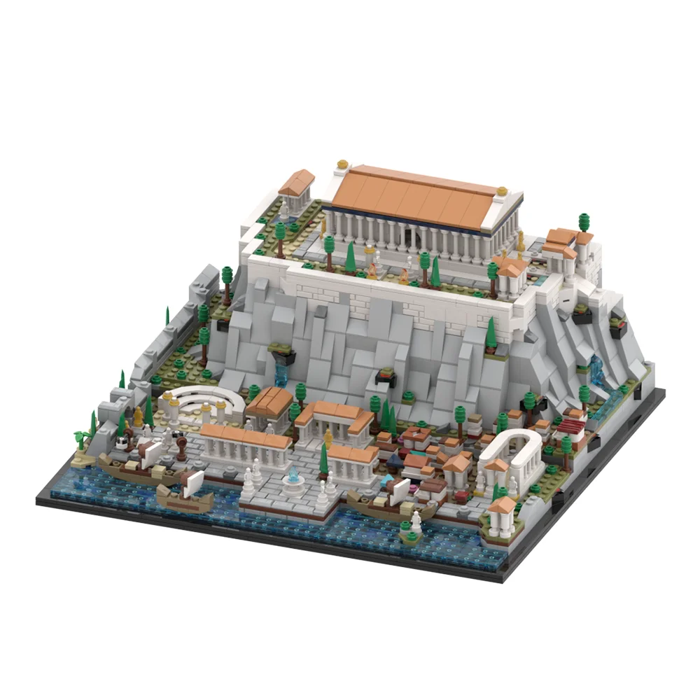 Gobricks MOC Architectural Series Acropolis of Athens Model Building Blocks Classic Roman Town Bricks Toy Kids Birthday Gift