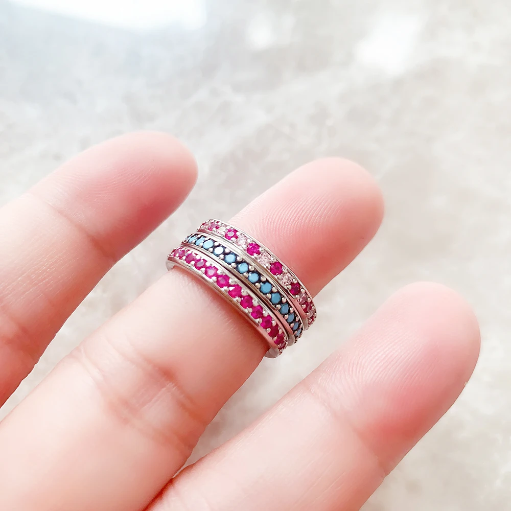 Women's Colorful Zircon 925 Sterling Silver Ring
