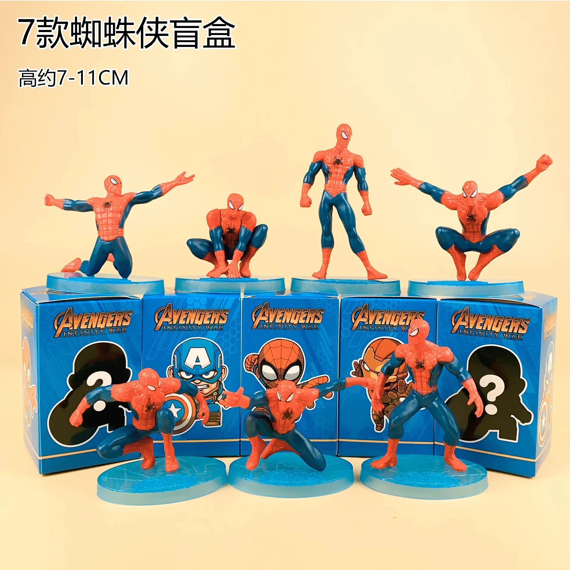 7pcs/set Anime Spider-Man Q version kawaii Action Figure PVC Model Toys doll Desk Decor car ornament Collectible Gifts boxed
