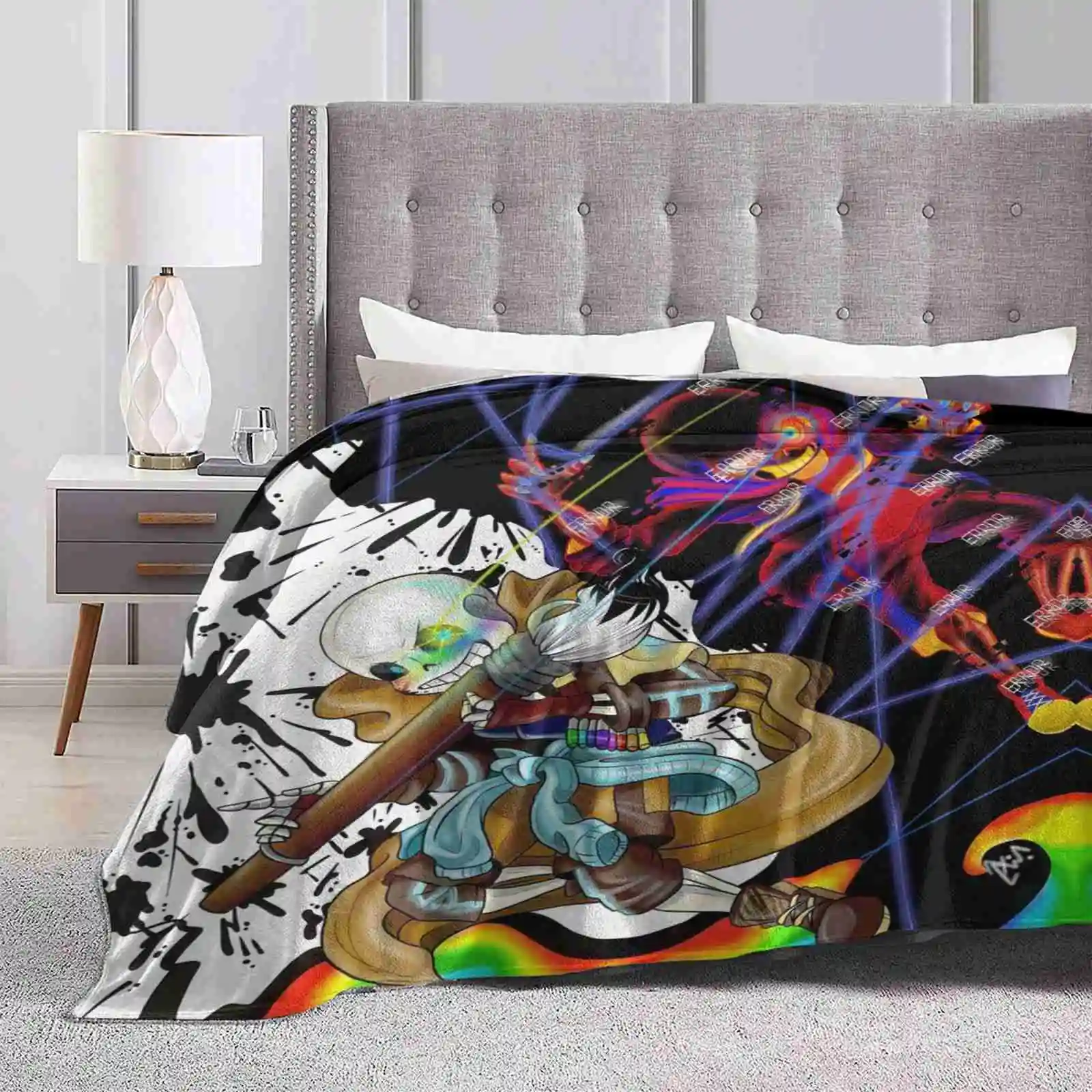 Ink Vs Error Trend Style Funny Fashion Soft Throw Blanket Undertale Ink Sans Error Sans Errorink Battle Fight Color Fanart