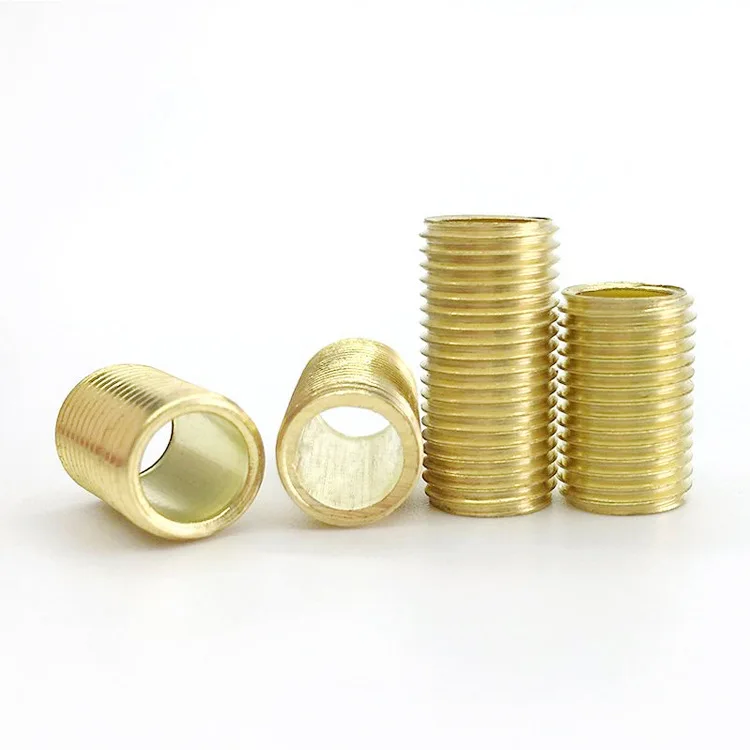 Non-magnetic rustproof brass hollow threaded tube outdoor lighting cable outlet fine  thread copper hollow screw threaded tube