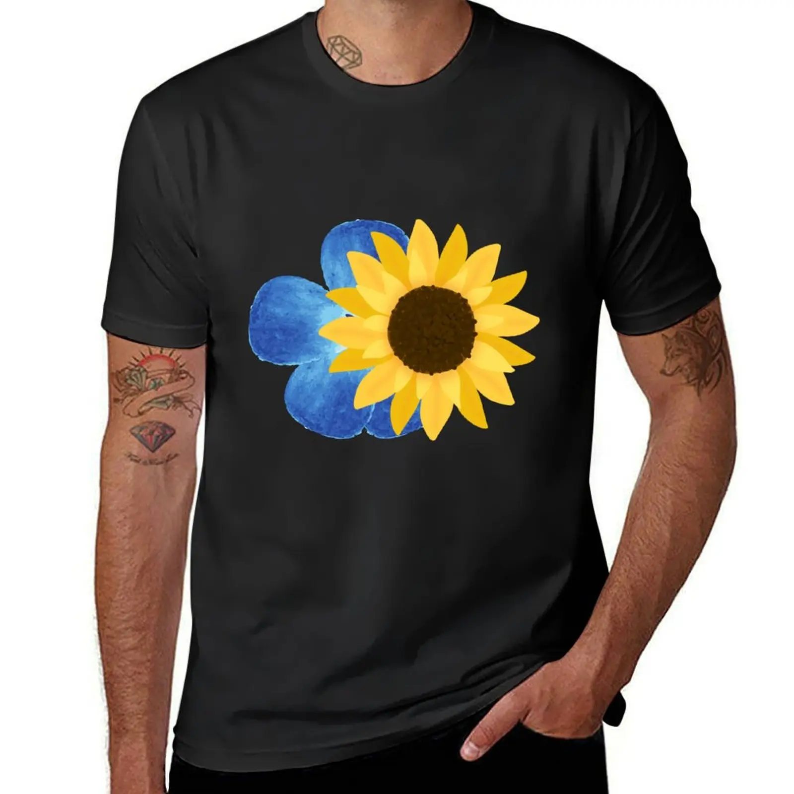 Forget me not and Sunflower T-Shirt plain oversized heavyweights clothes for men