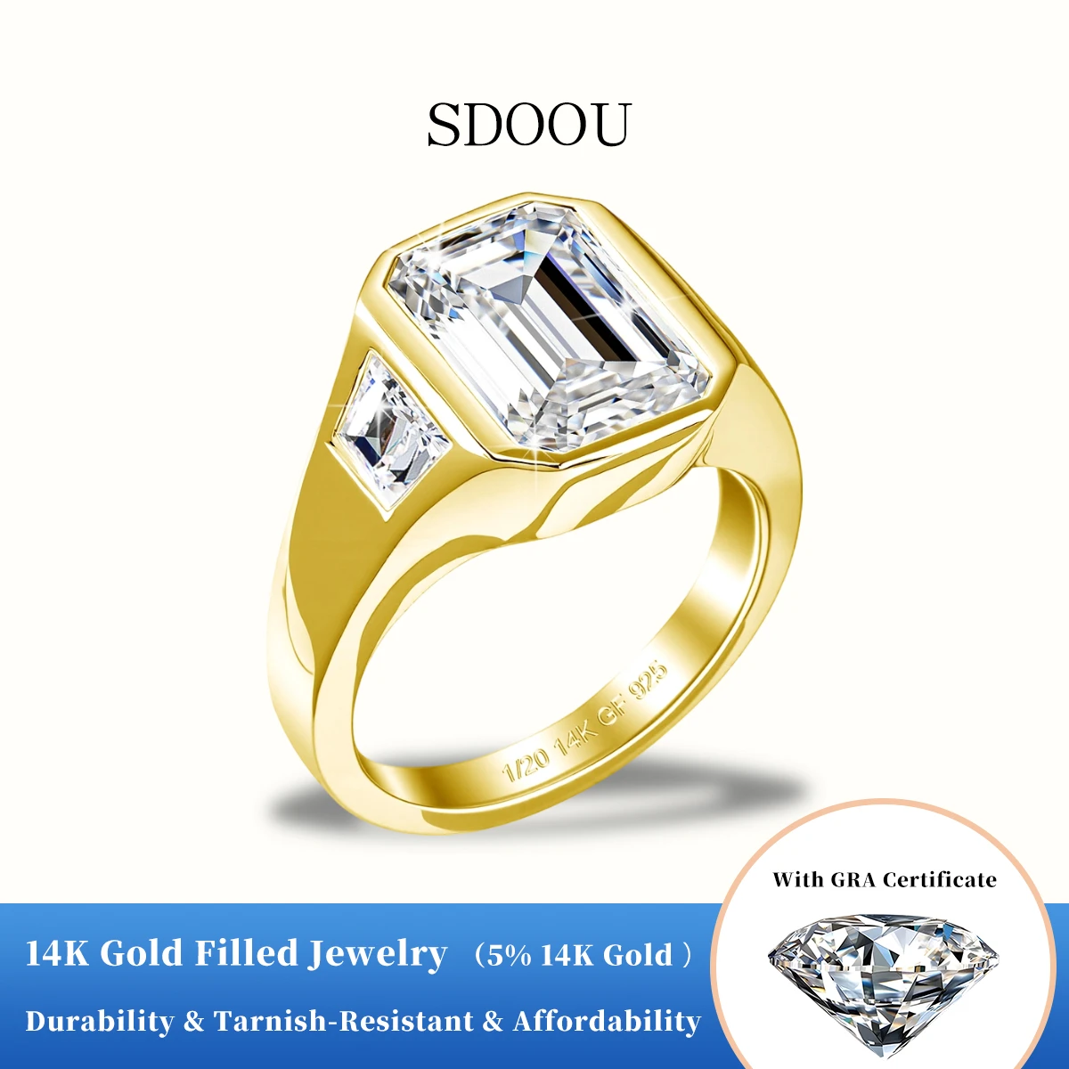 

Кольцо SDOOU из золота 14K с муассанитом 3 карата, цвет D, изумрудная огранка, лабораторный бриллиант, для женщин и мужчин, обручальное, помолвочное, эффектное ювелирное украшение