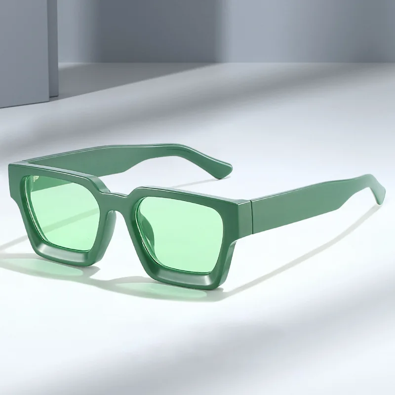 Unisex Retro Green Rectangle Sunglasses