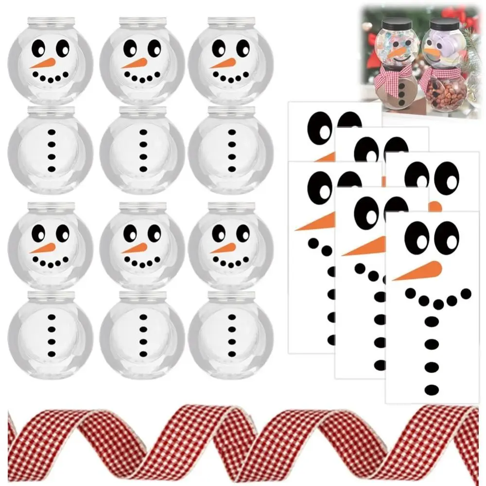 Durable Round Candy Bottle Transparent 250ml-4500ml Snowman Jar Plastic Candy Container for Nut Biscuit