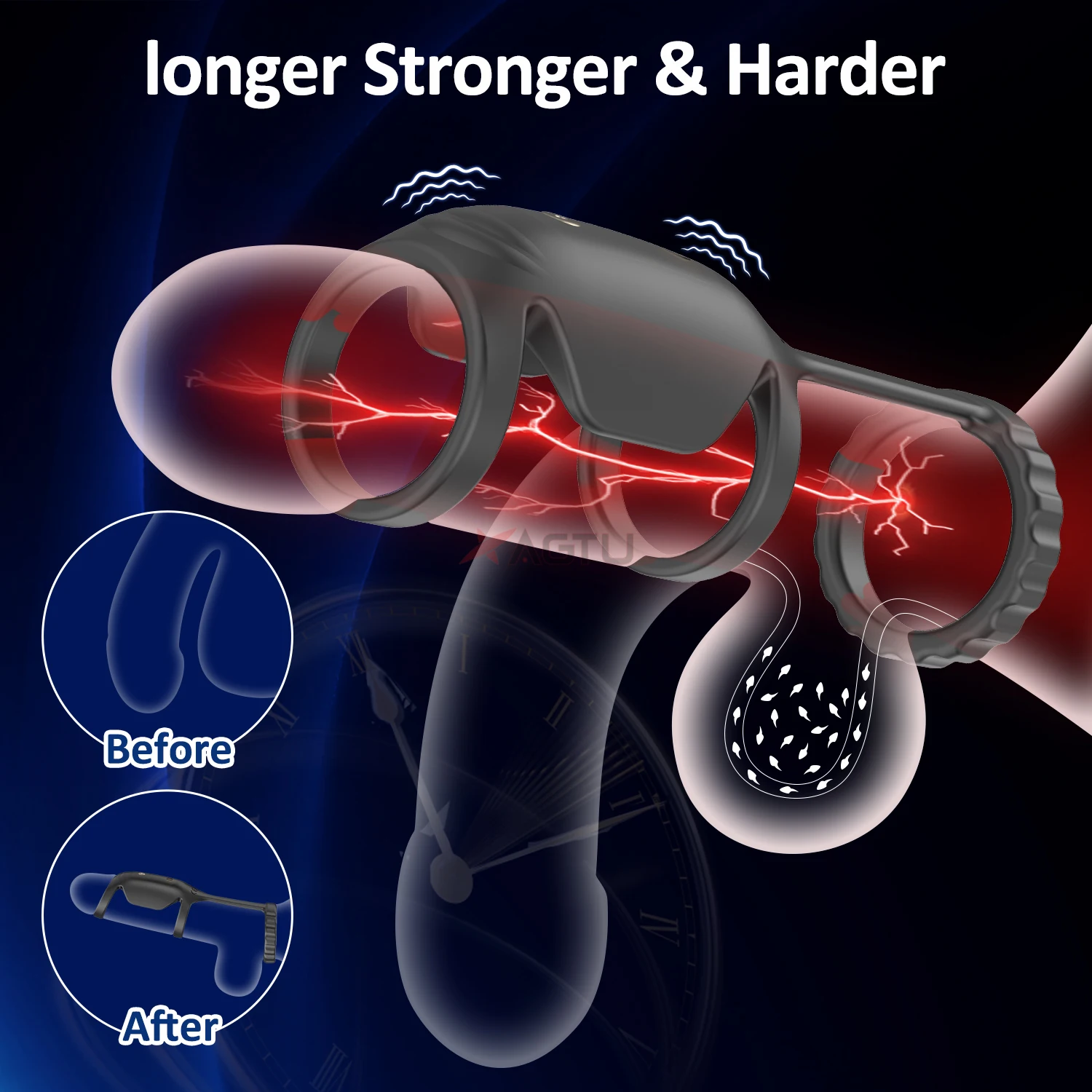 تهتز حلقة القضيب للرجال تأخير القذف خاتم الديك ذكر القضيب مدلك البظر G بقعة تحفيز الجنس لعب للأزواج