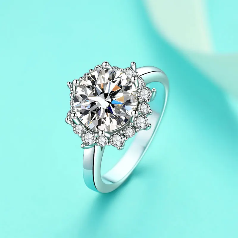 PT950 Platinum Flower Ring Women's 3.5Ct Moissanite - High-purity durable, eternal love, inherent luxury gentle aura