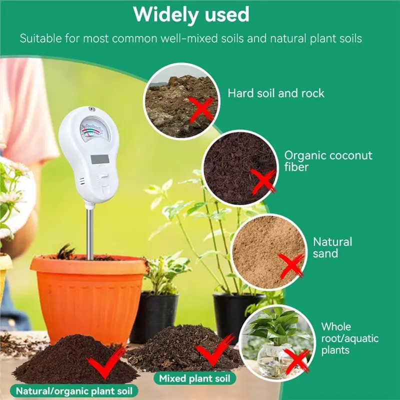 ABKJ-Temperatur Luftfeuchtigkeit Sonnenlicht Licht 6 In 1 Boden Tester Boden Feuchtigkeit PH Meter Garten Pflanzen Test Werkzeug Feucht