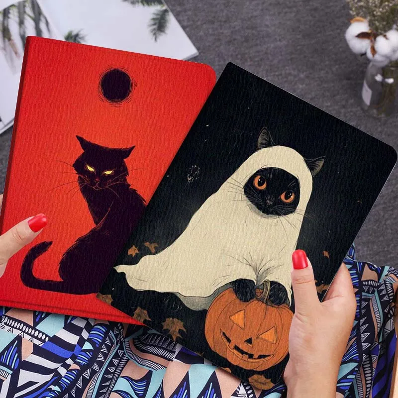 

Чехол для планшета с рисунком кота, тыквы и призрака для Lenovo Xiaoxin Legion Pad Tab Pro GT Y700 Gen4 2 11 P11 M10 K10 3rd Plus Gen