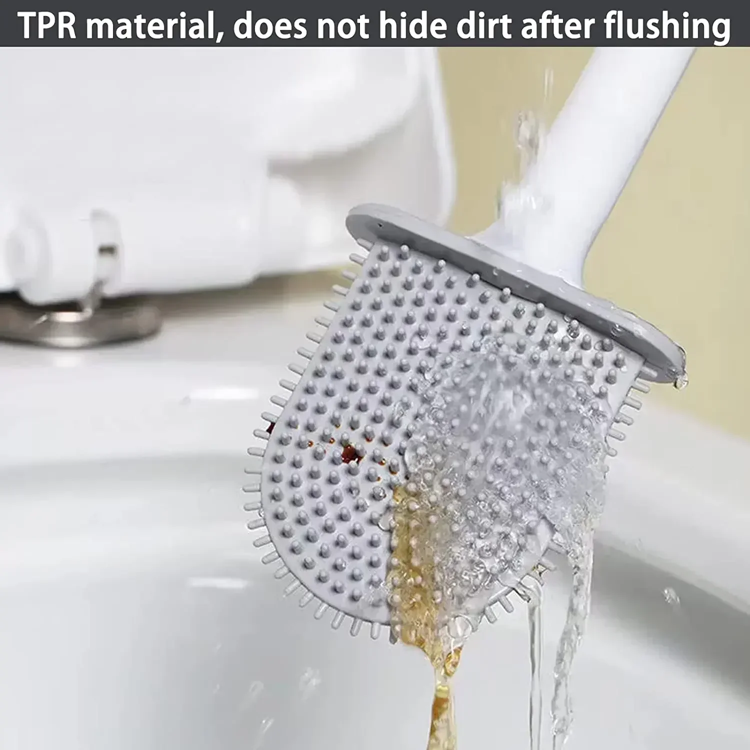 Wall Mounted Toilet Brush for Dead Ends Silicone Flat Brush Head Toilet Brush Cleaner Brush Set WC Toilet Cleaning Brush
