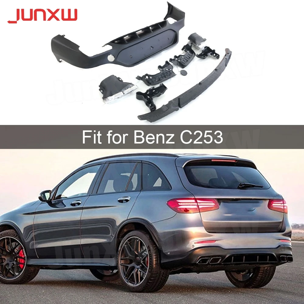 PP Rear Diffuser with Exhaust Tips for Mercedes Benz GLC C253 GLC300 GLC43 Coupe GLC63S 2017-2019 Car Styling Rear Lip