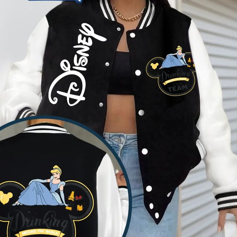 

Женская куртка принцессы Диснея, бейсбольная куртка, женская Y2K, осенне-зимний взрывной повседневный модный топ унисекс